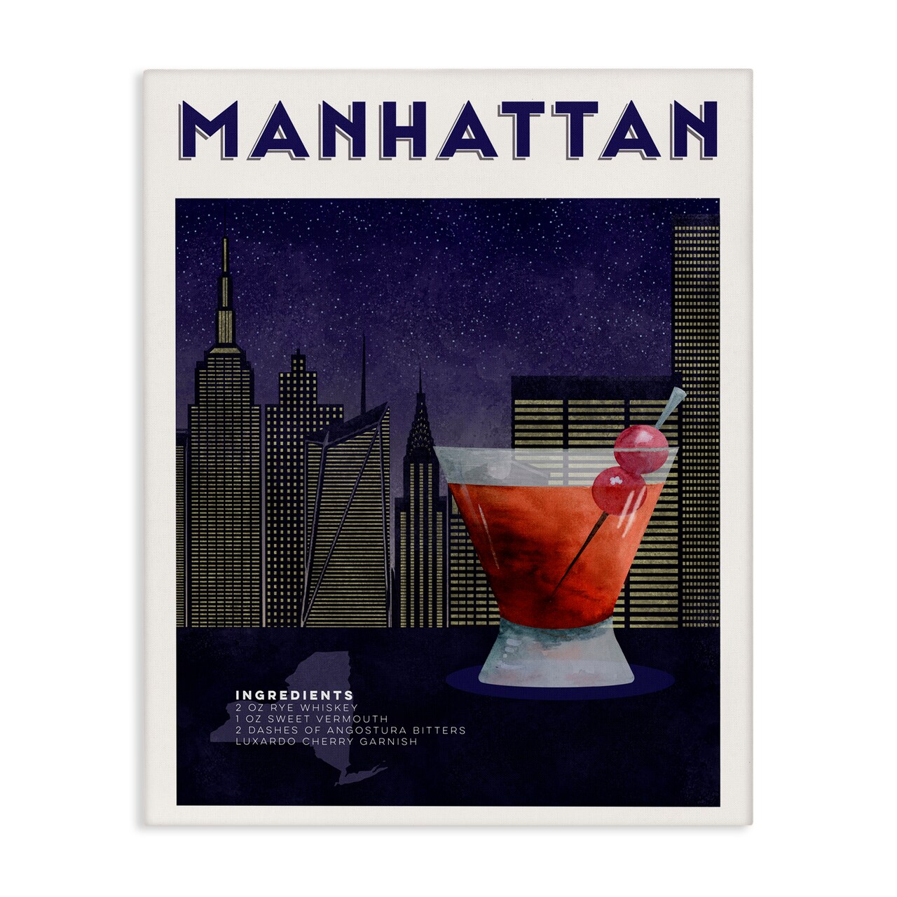 Stupell Industries Retro Manhattan Cocktail Cityscape Canvas, design by Brett Blumenthal